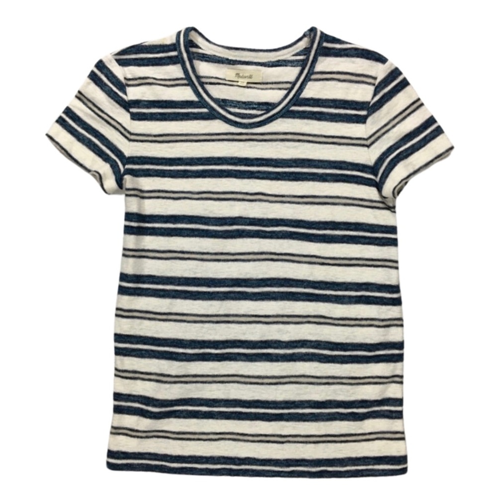 Madewell Blue & Ivory White Striped Tee SZ XS
